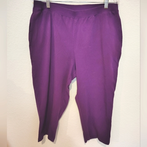 Catherine's Suprema Collection Purple Capri Pants 95% Cotton - Picture 1 of 4